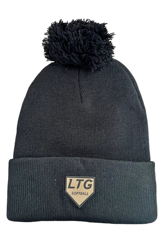 LTG Black Pom with Leather Patch